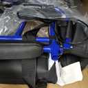Medline Lightweight Foldable Transport Wheelchair with Handbrakes and 12-Inch Wheels, Blue Frame, Black Upholstery