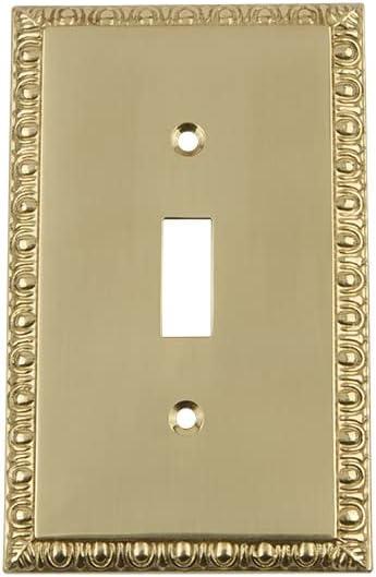 Nostalgic Warehouse Egg & Dart Deco Electrical Outlet Switch Plate Cover (Single Toggle, Unlacquered Brass)