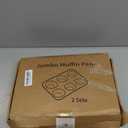 Non-Stick Jumbo Muffin Pans, 6-Cup Set of 2 Baking Pans with a Spatula for Extra-large Muffins & Cupcakes