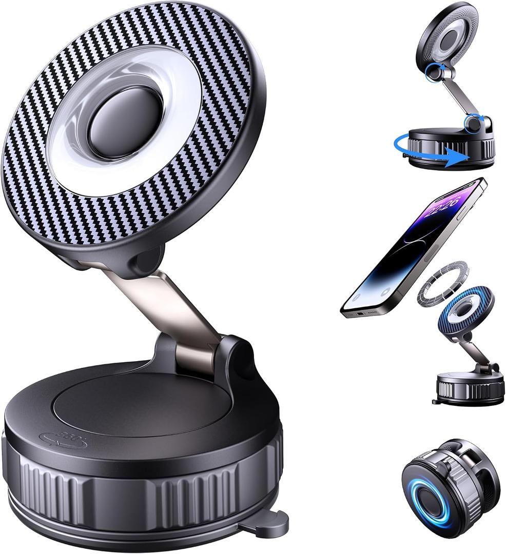 Vacuum Magsafe Car Phone Holder [120+ LB Strongest Suction & 3000gf Strongest Magnetic] 360 Adjustable Magnetic Car Phone Mount, Phone Holders for Your Car for iPhone 17 Pro Max 16 15 14 13 12 Plus