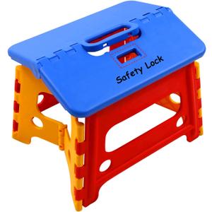 Kids Folding Step Stool for Toddlers Bathroom Sink Safety Lock to Stable1 Pack = Red+Blue