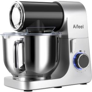 Stand Mixer,6.5QT Tilt-Head Electric Stand Mixer,700W DC Motor with Low Noise,Kitchen Mixer with Dough Hook,Beater,Whisk,Dishwasher-Safe Attachments for Baking (Black)