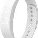 Non-Bluetooth Fitness Tracker Watch Pedometer Digital Step Counter Calorie Counter Distance Activity Tracker Alarm LED Fitness Watch IP65 Water Resistance (white)