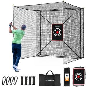 Storgem Golf Batting Cage Net with Extra Striking Net, Frame NOT Included, Heavy Duty Golf Hitting Practice Net, Backyard Batting Cage for Sports Training, 10x10x10ft
