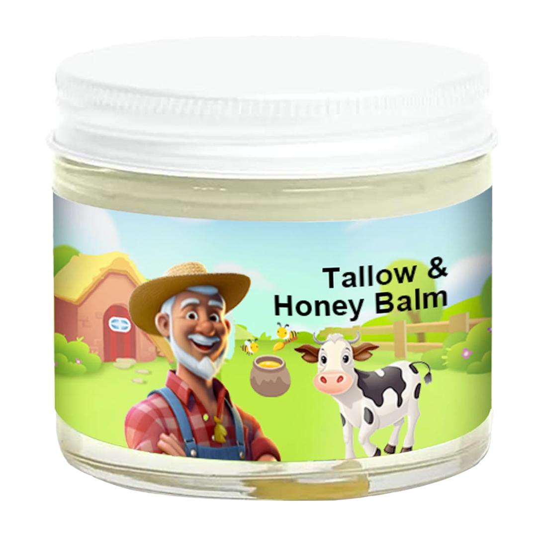 Tallow and Honey Balm | Beef Tallow for Skin, Natural Grass-Fed Beef Tallow Moisturizer with Raw Wild Honey for Soft, Hydrated Skin (1)