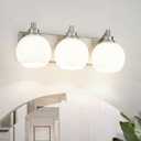 Bathroom Light Fixtures, 3-Light Brushed Nickel Vanity Light, Modern Wall Sconces with Milk White Globe Glass Shade, Vanity Lighting Fixtures Over Mirror, VL195-BN-ML-3