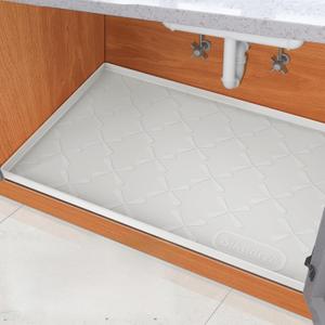 SIKADEER Waterproof Under Sink Mat 34" x 19", Silicone Mat Kitchen Cabinet Liner and Drawer Shelf, Sink Protector for Kitchen Organizers and Storage, Flexible Sink Drip Tray (White)