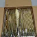 160 Silverware Set - Disposable Flatware - 80 Plastic Forks, 40 Plastic Spoons, 40 Cutlery Knives - Heavy Duty for Party Bulk Pack (Gold)