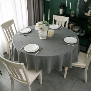Qidordour Round Tablecloth, 70 inch Diameter, Faux Linen Table Cloth, Water Resistant Spill-Proof Wipeable Polyester Dining Table Cover for Kitchen Cafe Restaurant Buffet Tabletop Decoration, Grey