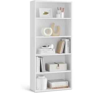 VASAGLE CUSTOS Collection - Bookshelf, 5-Tier Bookcase, Book Shelf, Open Storage Shelf, 9.4 x 23.6 x 52.5 Inches, for Living Room, Home Office, Dining Room, Cloud White ULBC165T14