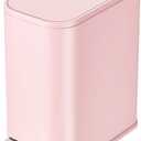 Cesun Small Bathroom Trash Can with Lid Soft Close, Step Pedal, 5 Liter / 1.3 Gallon Stainless Steel Garbage Can with Removable Inner Bucket, Waste Basket for Bathroom, Bedroom (Pink)