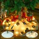 Christmas Tree Skirt with LED Light 30 Inch White Plush Faux Fur Tree Skirts Round Lighted Tree Skirt Snow Xmas Tree Skirt Christmas Snow Blanket for Xmas Party Decoration Garden