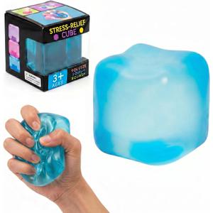 Nice Stress Cube, Squishy Fidget Toy Cubes,Slow Rising Squeeze Cube Balls, Non-Sticky Gel Desk Toy for Relaxation & Focus for Adults,Blue,2.2inch