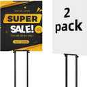 2Pack Sign Holder Display Stand,Heavy Duty Adjustable Pedestal Sign Stand Up to 75 inch,Double-Sided for Board & Foam,Sign Stand with Base,Fit Wedding,Restaurant,Business(Poster not Included)