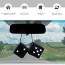 2 x 2 PCS Fuzzy Plush Dice for Car Mirror, 2.75" Retro Square Heart Shape Car Rearview Mirror Cute Decor, Fluffy Dice Vehicle Hanging Ornament Decoration Interior for Women (Black)