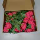 24 Pcs Hot Pink Rose Artificial Flowers with Long Stem Real Touch Silk Roses Bulk for Wedding, Party, Table Centerpieces Bright Pink Bouquet, Bridal, Home Decor