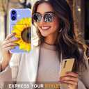 Compatible with iPhone 17 Case Card Holder for Women Cute Design,Wallet Phone Cases Transparent Cool Kawaii Protective (Clear Sunflower Sun Flower)