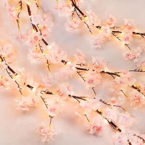 6FT Lighted Cherry Blossom Garland with 100 Fairy Lights Timer Battery Operated Artificial Cherry Blossom Flower Vines with Lights for Mantle Home Fireplace Wedding Party Office Decor 6FT Lighted Cherry Blossom Garland with 100 Fairy Lights Timer Battery Operated Artificial Cherry Blossom Flower Vines with Lights for Mantle Home Fireplace Wedding Party Office Decor