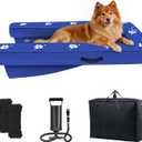 Inflatable Dock Platform, Dog Boat Ramp Floating Non-Slip Oxford and PVC with Lagre Water Ramp for Dogs Pool, Dock, Lake with Traction Rope, Manual Air Pump (4.8ft x 3ft x 6in) L05