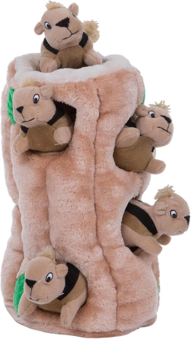 Outward Hound Hide-A-Squirrel Dog Toy Interactive 2in1 Plush Puzzle with 6 Squeaky Removable Squirrels, X-Large