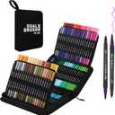 120 Markers for Adult Coloring Books, Dual Tip Art Markers with Fine Tip (0.4mm) and Soft Brush Tip (1-2mm), Perfect for Coloring, Sketching, Drawing, Calligraphy