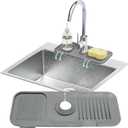 14.6” Silicone Faucet Mat For Kitchen Sink, Kitchen Sink Splash Guard Behind Faucet, Kitchen Faucet Mat For Kitchen Sink, Kitchen Sink Faucet Mat Splash Guard and Sink Water Splash Guard (Gray)