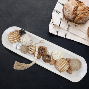 Decorative Bowl Vintage Wooden Dough Bowls Hand Carved, Farmhouse Country, Restaurant, Cafe Decoration, Place Bread, Fruit, Aromatherapy. (20x6x2in(White))