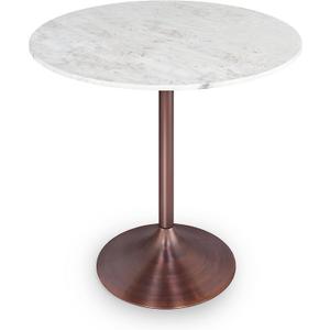 SIMPLIHOME Osborne Dining Table - 36 inch Wide Genuine Marble Top Round Kitchen Table in White/Antique Copper with Iron Pedestal Base, Contemporary Style for Small Spaces or Dining Room