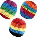 2 x 3 Pack Crochet Footbags, Colors Knitted Kick Sack Balls, Soft Pellet Filled Sack Footbag Juggling Balls for Beginners, Teens & Adults, Outdoor Games & Party Favors