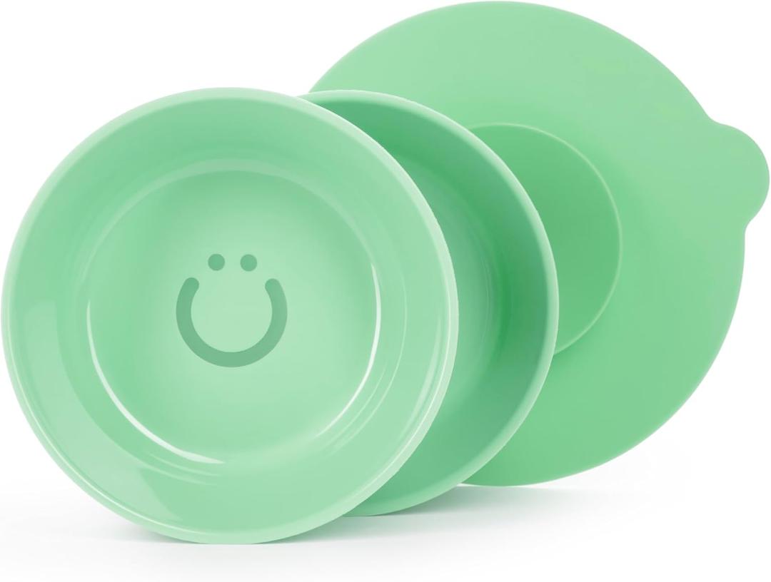 Ubbi Bowls with Interchangeable Suction Base for Babies and Toddlers, 2 Pack, Sugar Snap Green