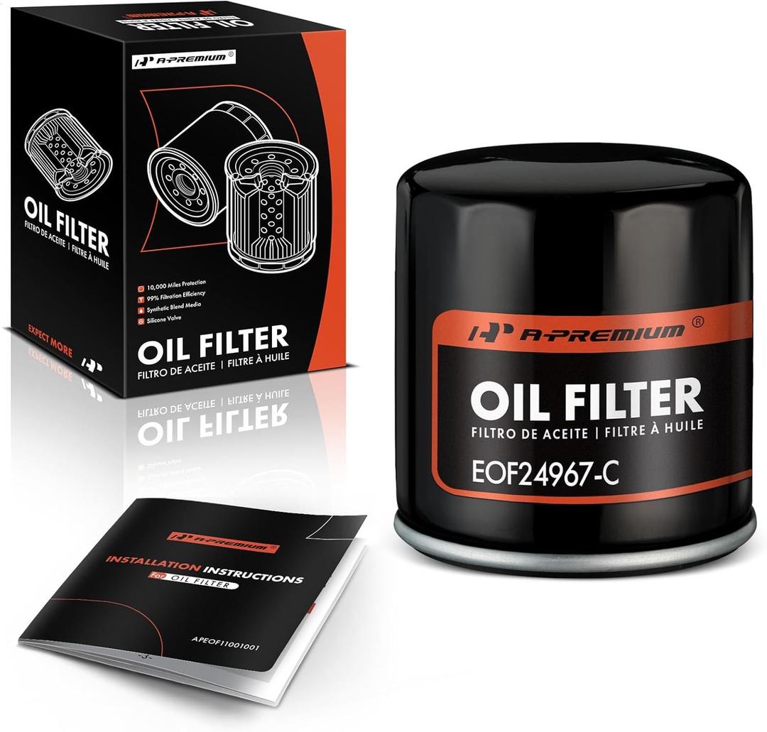 A-Premium 10K Miles Protection Spin On Oil Filter Compatible with for Toyota Camry, RAV4, Corolla, Prius & Nissan & Chevy & Lexus & Infiniti & Suzuki & for Scion & Daihatsu & Geo & Pontiac & Lotus