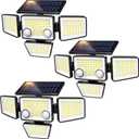 Solar Outdoor Lights - 3000LM 188 LED Motion Sensor Outdoor Lights, 4 Heads Security Light,IP65 Waterproof, Easy Install,270Wide Angle Flood Wall Light with 3 Modes for Backyard Yard (3 Pack)