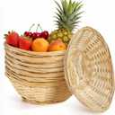 ZAVOOS 8 Pack Bamboo Bread Basket, 9.5'' x 7.3'' x 3.2'' Oval Gift Baskets for Serving, Natural Bamboo Woven Small Berry Fruit Tray Food Storage Bin for Home, Kitchen, Restaurant
