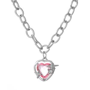 1Pc Sparkly Pendant Necklace Women Zircon Heart Chain Punk Clavicle Choker Jewelry Banquet Decoration Luxury With For You Accessories Trendy Creative