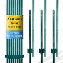 ARIFARO Metal Fence Posts 6 Feet assemblable,Pack of 10,Sturdy Duty No Digging Garden U Post for Wire Fencing Steel Poles for Yard, Outdoor