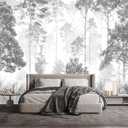 YQWDMX - Grey Jungle Tropical Plants Wallpaper for Living Room Sofa Background Wall Decor (Not Peel and Stick)