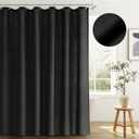 BOODII Linen Shower Curtain Neutral Linen Boho Farmhouse Shower Curtain with Hooks Morden Country Bathroom Decor Black Weighted Burlap Cloth Heavy Duty Fabric 200GSM 72x78