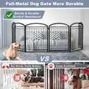 Full Metal Free Standing Dog Gate with Door for Indoor Barriers,144'' Extra Wide 32'' Tall Dog Gate for Doorways,Large Openings,Decks,Freestanding Portable Pet Fence(6 Panels,Black)