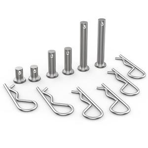 12Pcs M8(0.3"/7.8mm) Clevis Pin and M3 X 60mm R Shape Cotter Assortment Kit, 304 Stainless Steel Single Hole Flat Head Cotter Clips Fastener for Hitch Pins Lock Systems