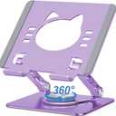 Tablet Stand 360 Rotating Aluminum Holder - Adjustable, Portable & Foldable Monitors Stand for iPads, Compatible with 4-13.3" Tablets, Purple