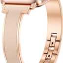 Moolia Slim Metal Band Compatible with Apple Watch 38/40/41/42/44/45/46mm Women, Fancy Dressy Enamel Bracelet Jewelry Luxury Bangle Strap for iWatch Series 10 9 8 7 6 5 4 3 SE Ultra 2/1 (Rose Gold/Nude)