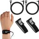 Grounding Wristband & Cable - ESD Wrist Strap Kits Compatible with TENS EMS Units, Wrist Circumference 7", 15 Feet Length Cable (Black)