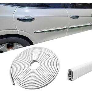 2 x 16.4Ft(5M) Car Door Edge Guards, Car Door Edge Protector, No Glue Auto Door Entry Guard Protective Strip, Auto Door Protection Anti-Collision Rubber Clips Fit Most Cars (White, 5 Meters)