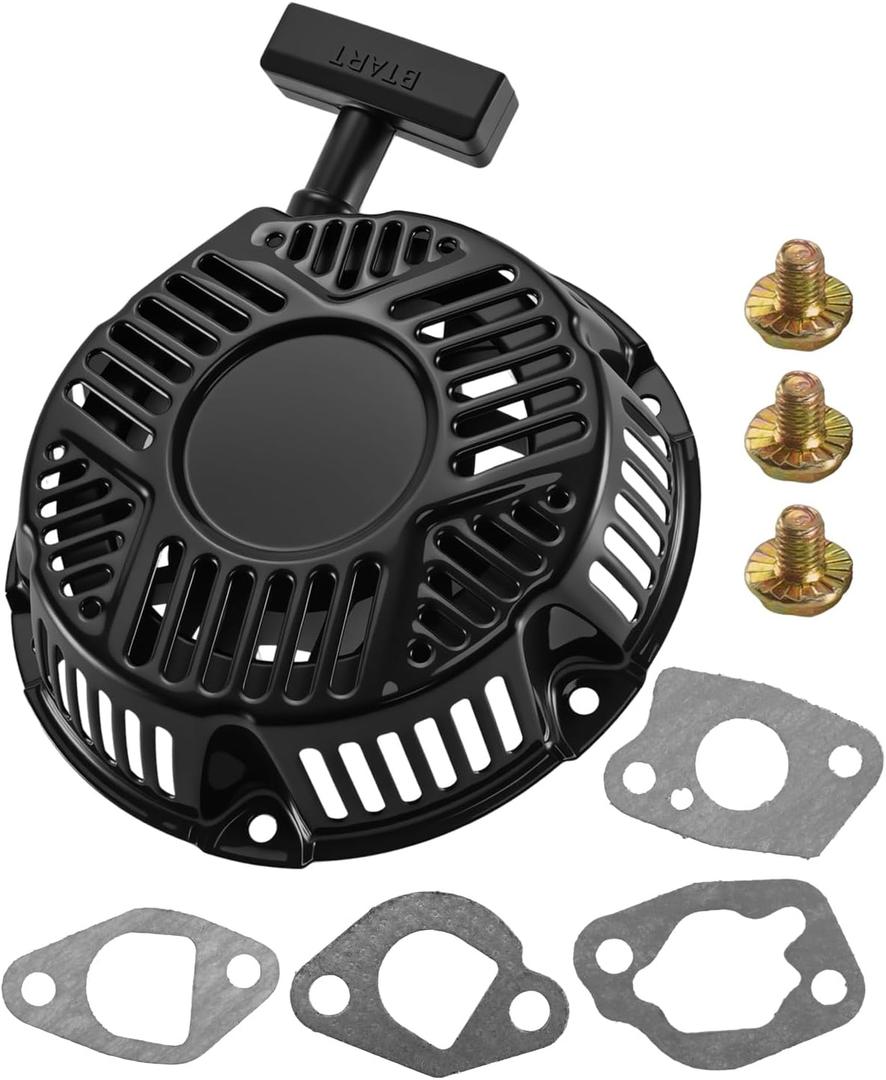 Recoil Starter Assembly Fit for Black Max Ryobi Echo Hart 196cc 212cc Pressure Washer Replace BM803300H, with 4 Gaskets and 3 Bolts
