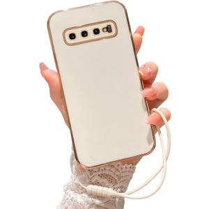for S10 Plus Case, Galaxy S10 Plus Case for Women Electroplating Luxury Bling Aesthetic Trendy Pretty, Full Camera Soft TPU Protection Shockproof Cover for Samsung Galaxy S10 Plus (2019) (White)