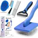 Bonteck Dog Slicker Brush for Dogs Grooming Kit 5PCS | Large Dog Brush for Goldendoodles Poodles Doodles | Long Pin Haired Brush | Poodle Brushes and Comb (Blue)