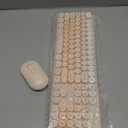 Wireless Keyboard and Mouse, Silent Keyboard Mouse Combo, Full-Sized Colorful Typewriter Keyboard with Round Keycaps, 2.4G Cute Mouse Compatible with PC/Laptop/Computer(Milk Tea)