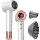 FENTGO Negative Ionic High Speed Hair Dryer, Professional Brushless Blow Dryer with Diffuser and Nozzle for Fast Drying, 2 Speeds & 4 Temps Thermo-Control, Lightweight & Quiet for Home & Travel (Td2219us-white_1)