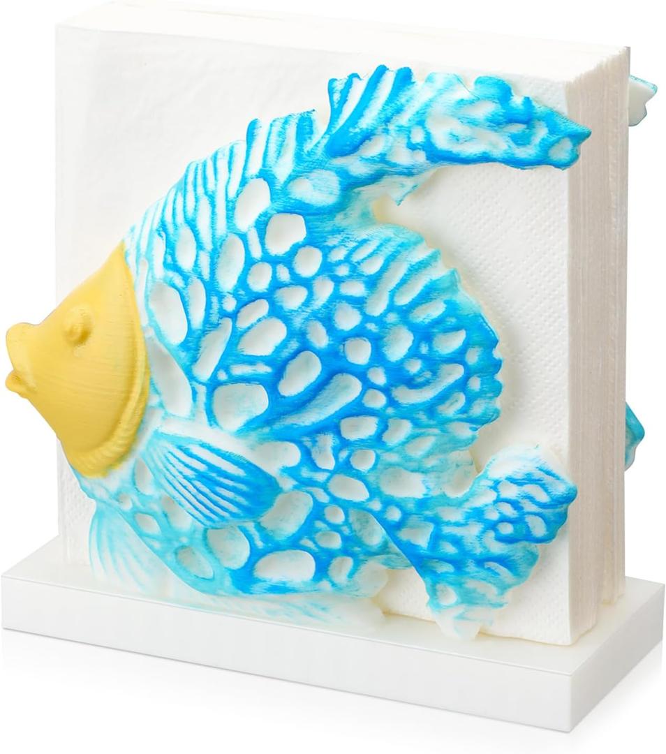 Fish Design Napkin Holder Coastal Napkin Holder Ocean Serviette Dispenser Marine Cocktail Tissue Storage Organizer Mail Letter Sorter Rack Document File Organizer