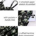 Scarlet Darkness Smocked Floral Sundresses for Women Teens 2026 Summer Flowy Ruffle Mini Dress (Black, L)